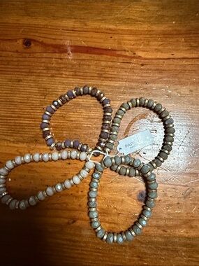Park Lane Purple, Taupe & Cream Beaded Stack Bracelets